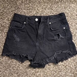 Forever 21 Black Ripped Jean Shorts